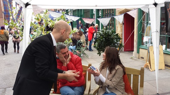 Adrian Salamon Performing Close-Up Street Magic On Fossgate, York